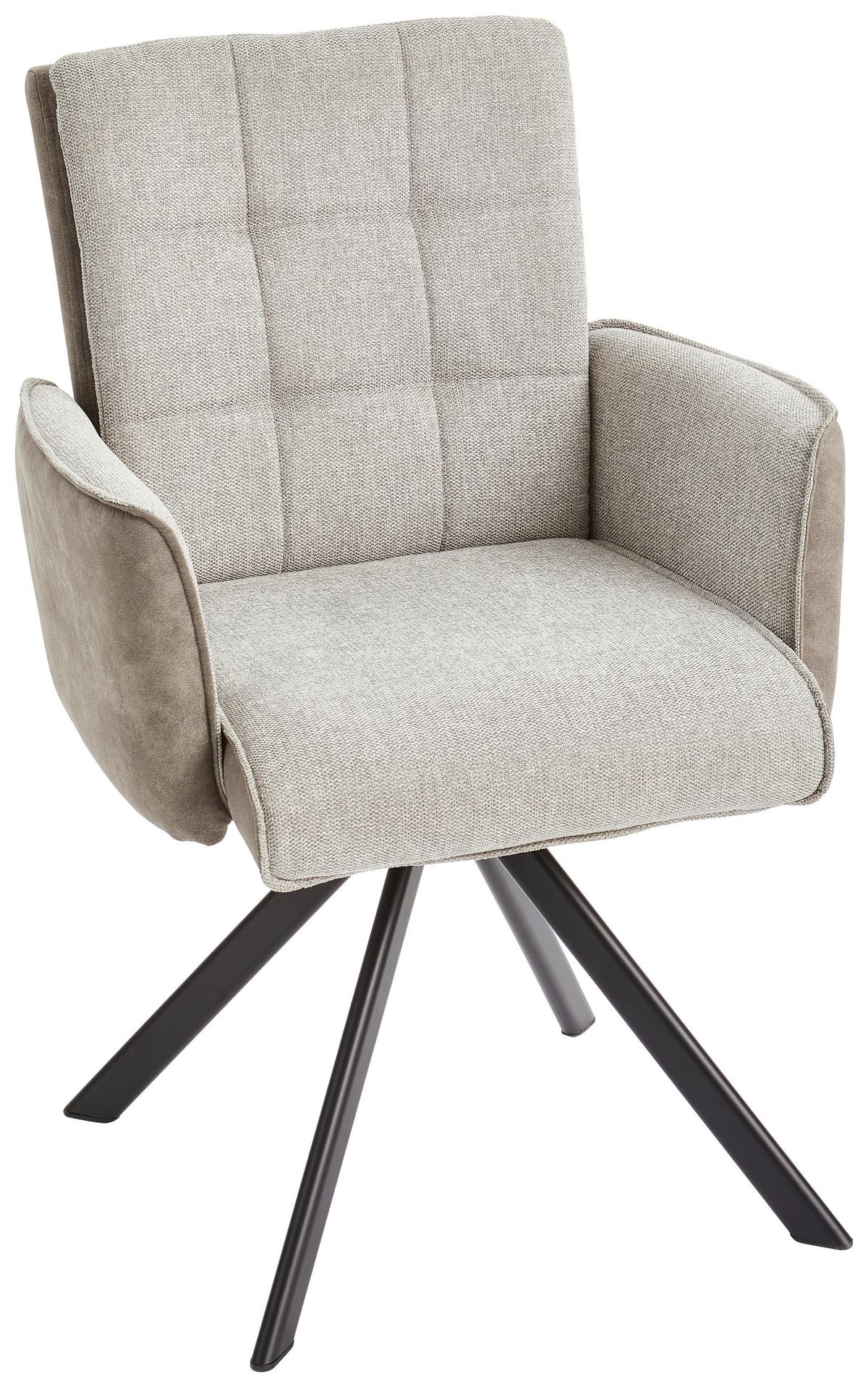 Armlehnstuhl Frida Grau drehbare Sitzfläche - Schwarz/Grau, MODERN, Holz/Textil (61/91/64cm) - Livetastic