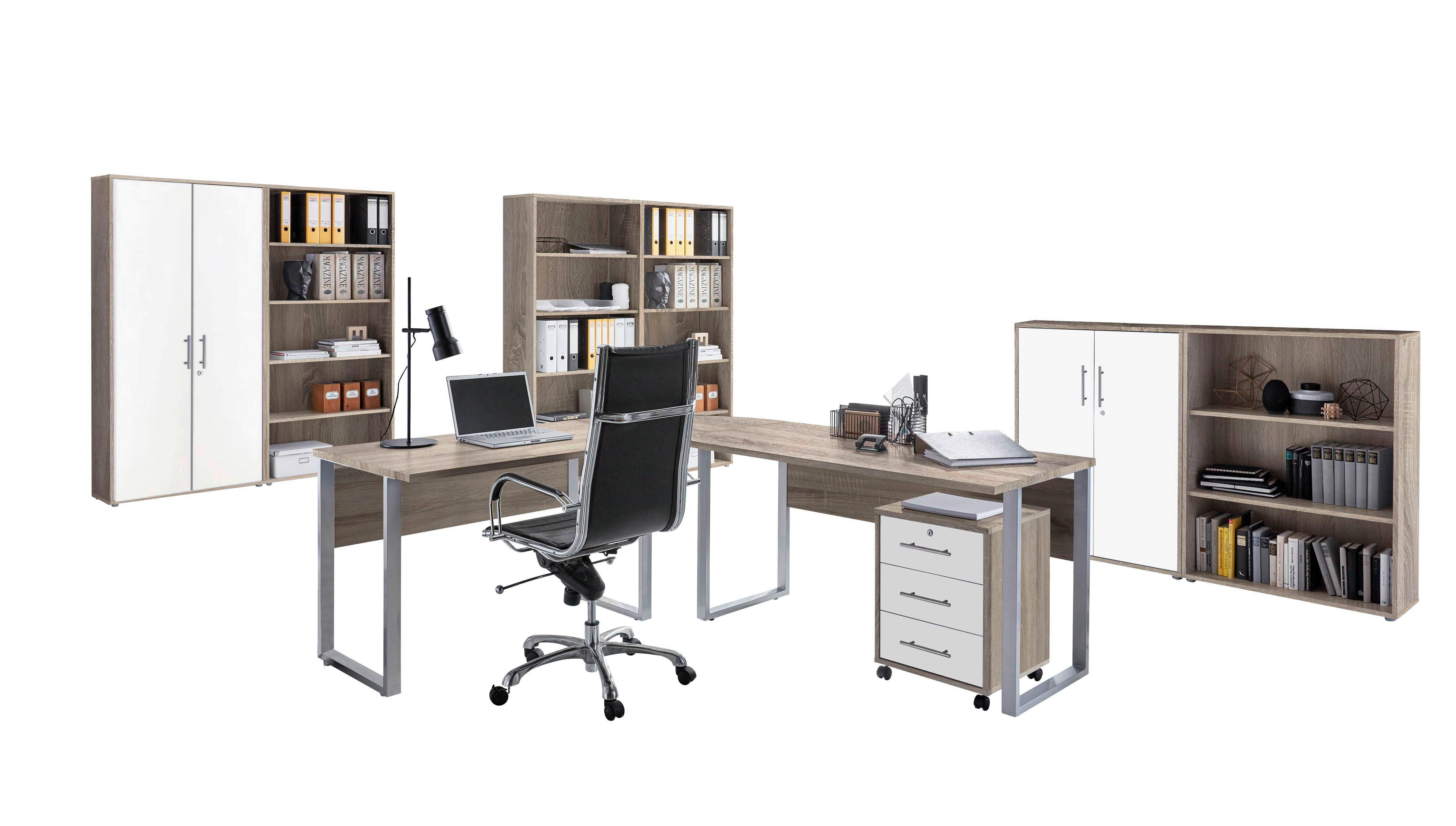 Büro Office Edition Sonoma Eiche Dekor/weiß - Weiß/Sonoma Eiche, MODERN, Holzwerkstoff/Metall - MID.YOU