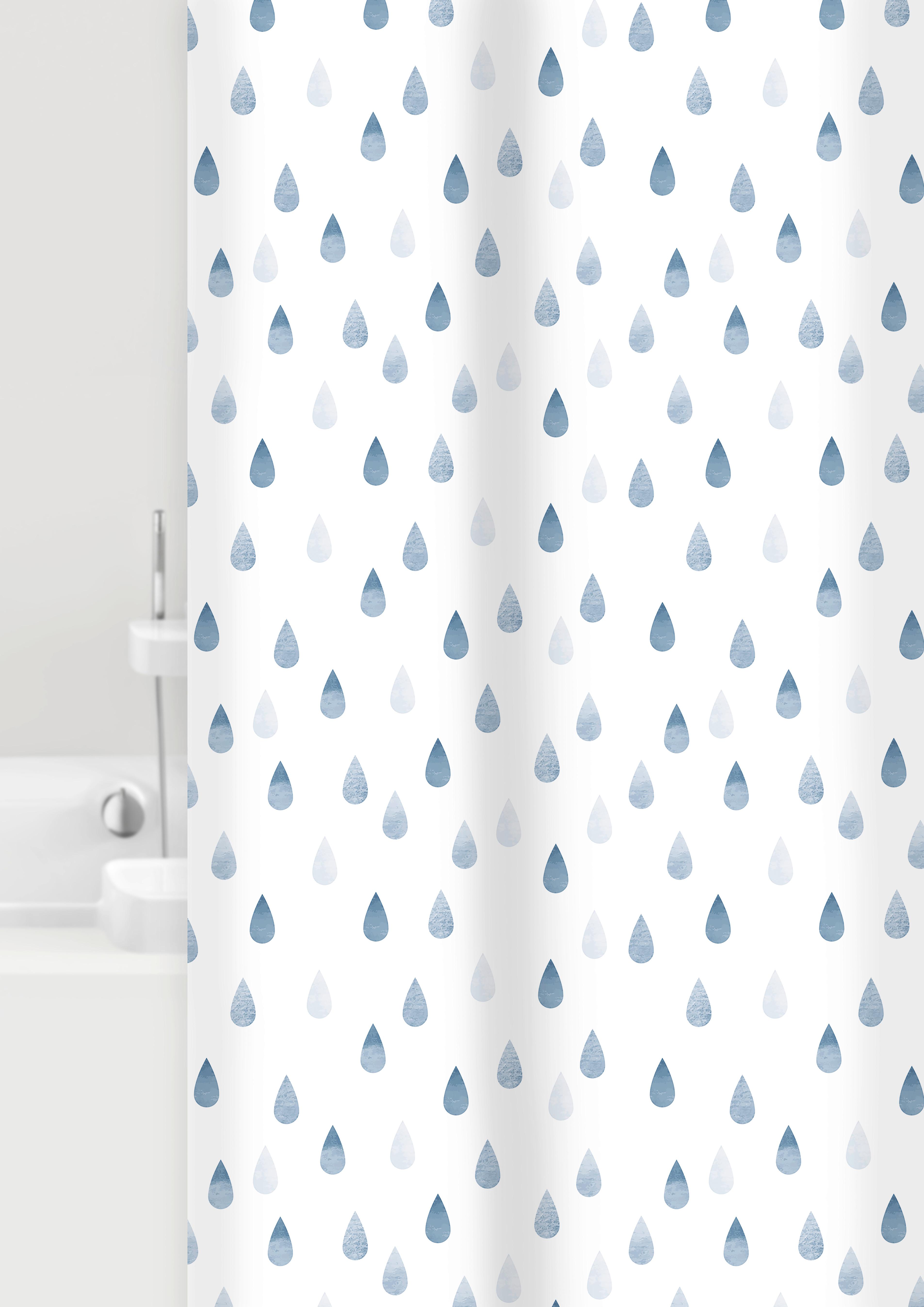 SPRCHOVÝ ZÁVĚS D1035-098409006 - bílá/modrá, Basics, plast (180/200cm) - Grund
