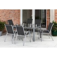 Gartenset Sorrento - Anthrazit/Silberfarben, MODERN, Textil/Metall - Gardenson
