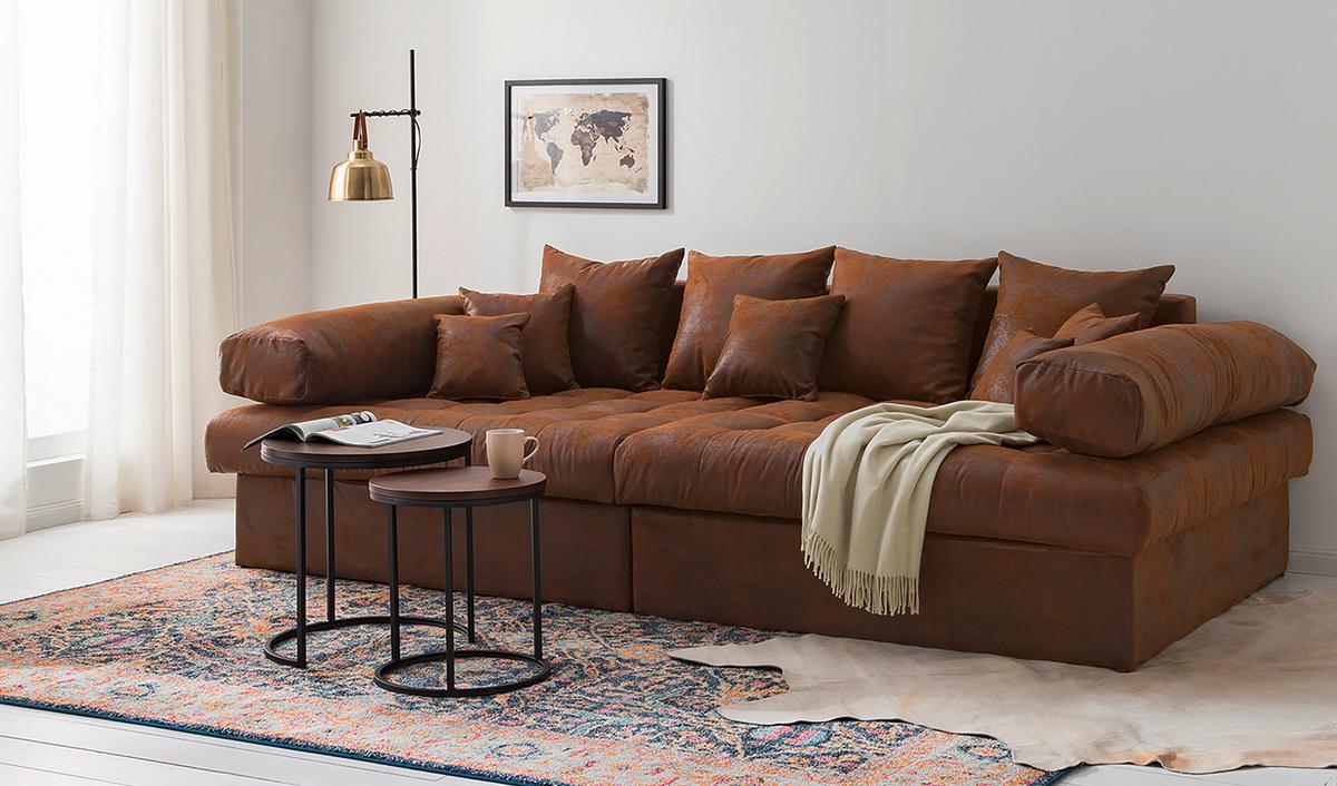 Bigsofa Naomi Braun B: 284 Cm - Schwarz/Braun, Design, Textil (284/94/148cm) - Livetastic