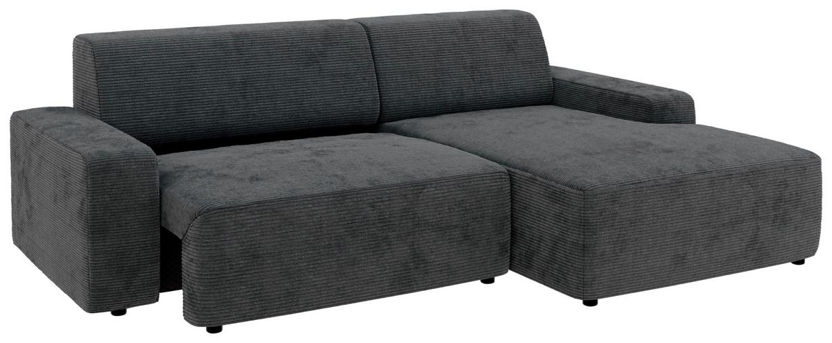 Ecksofa Wien Dunkelgrau S: 246x162 cm - Dunkelgrau/Schwarz, MODERN, Textil (246/162cm) - Trendmanufaktur