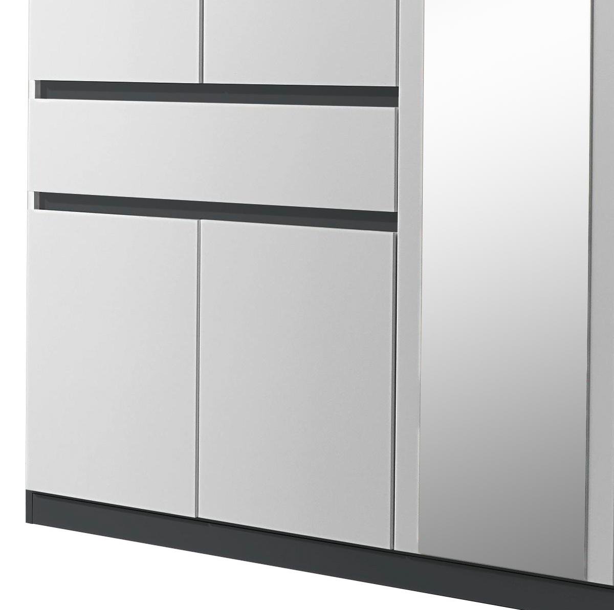 Drehtürenschrank Mit Spiegel + Lade 181cm Tübingen, Grau/weiß - Weiß/Grau, Design, Glas/Holzwerkstoff (181/197/54cm) - Rauch Möbel