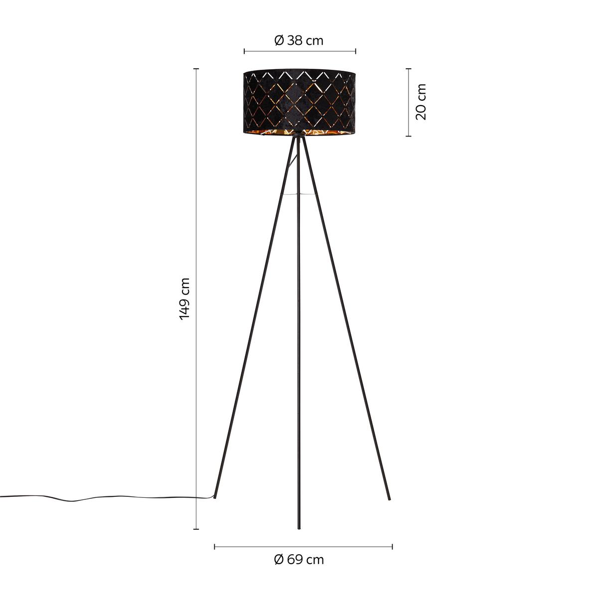 Stojací lampa Evelyn V: 149cm, 40 Watt - černá, Lifestyle, kov (149cm) - Mömax
