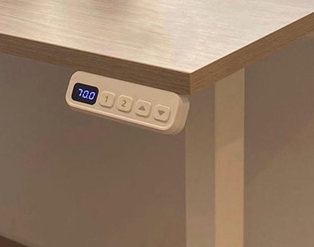 Schreibtisch Arezzo Eichefarben B: 138cm - Eichefarben/Weiß, MODERN, Holzwerkstoff/Metall (138/60/72,7-117,2cm) - MID.YOU