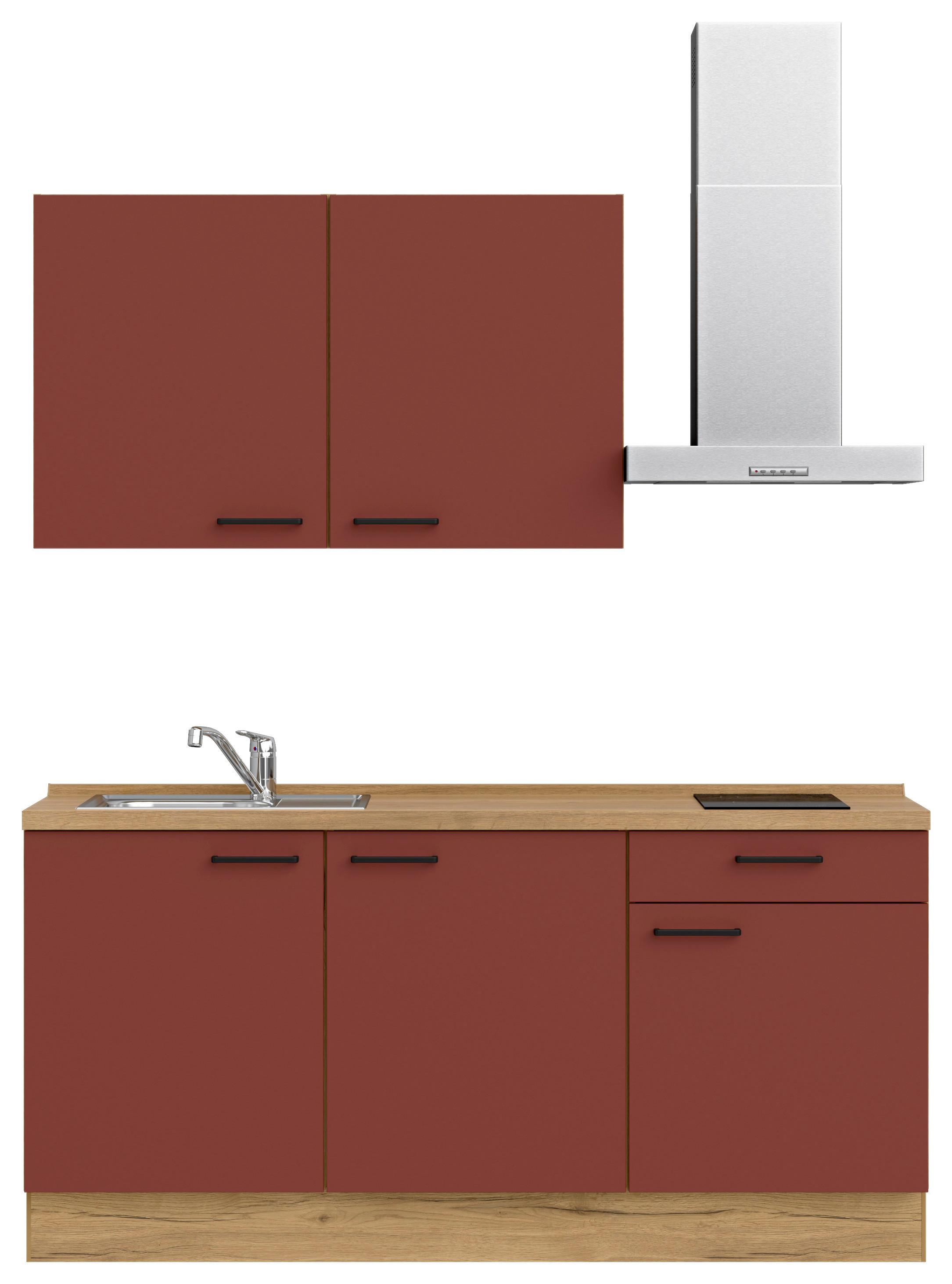Küchenleerblock Easytouch Low-Line, L1 Rechts - Eichefarben/Rot, MODERN, Holzwerkstoff (180cm) - Nobilia