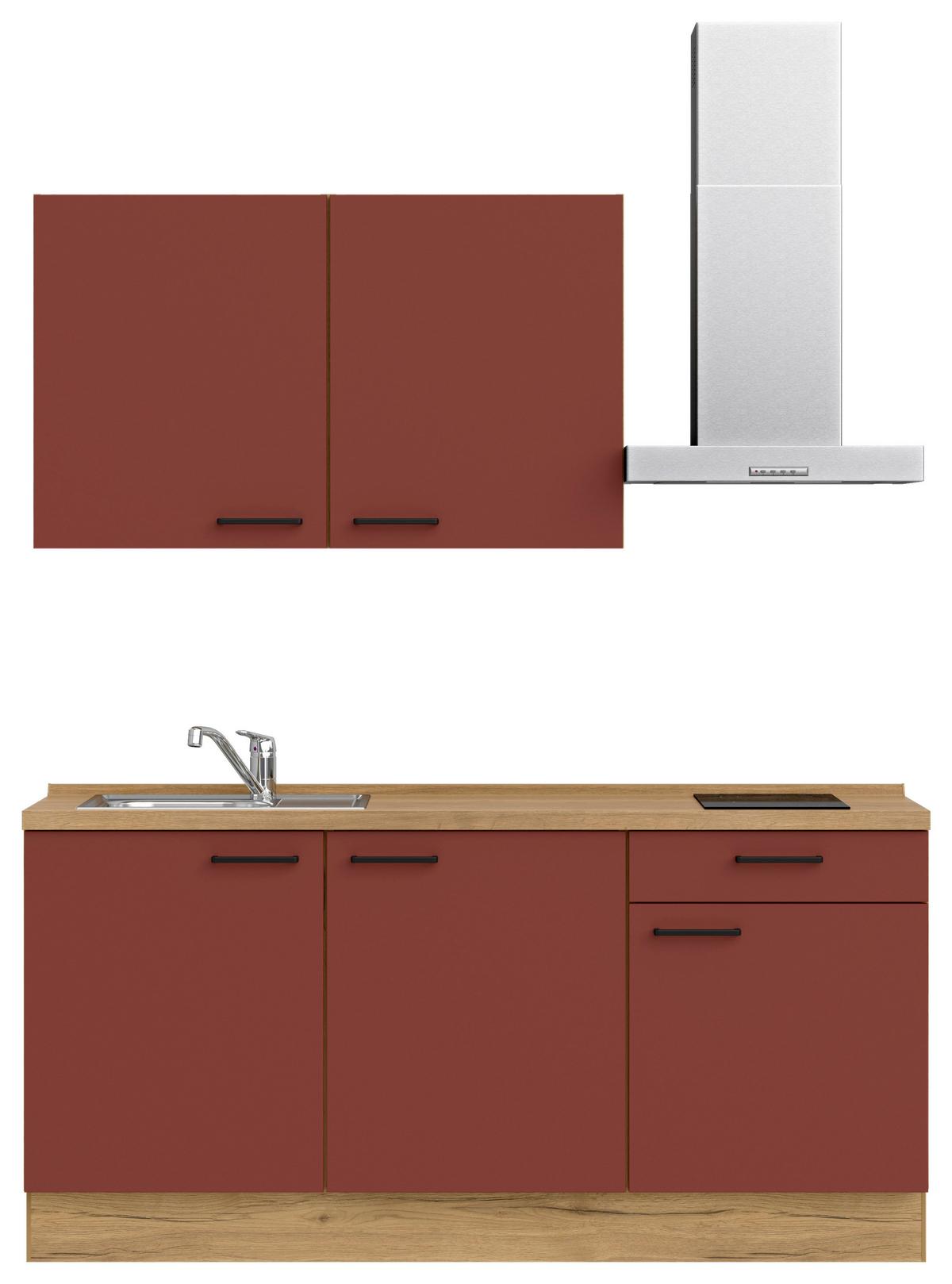 Küchenleerblock Easytouch Low-Line, L1 Rechts - Eichefarben/Rot, MODERN, Holzwerkstoff (180cm) - Nobilia