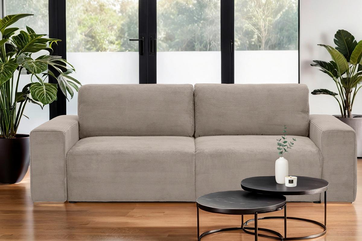 Schlafsofa Vouge Taupe Bettkasten, B: 255 Cm - Taupe/Buchefarben, KONVENTIONELL, Textil (255/86/123cm) - Livetastic