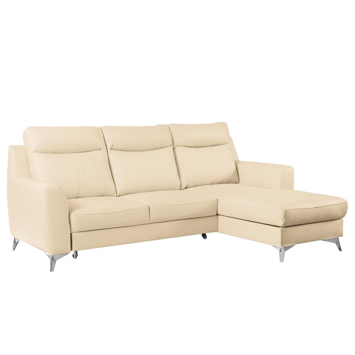 Ecksofa Gio Beige S: 168x236 Cm - Chromfarben/Beige, Design, Leder/Textil (168/236cm) - Livetastic