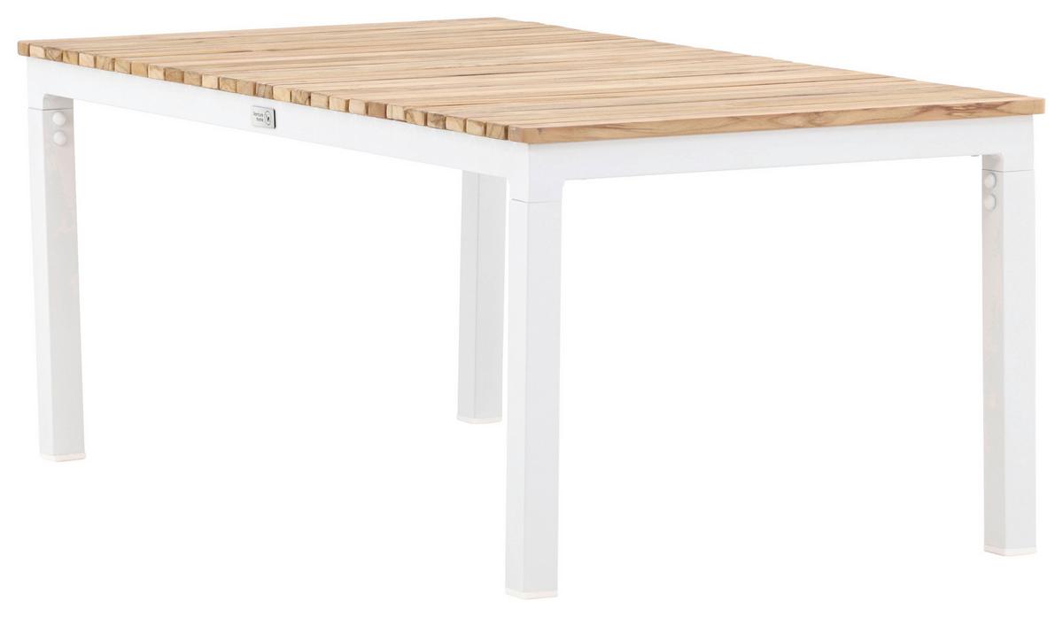 Loungetisch Brasilia - Weiß/Teakfarben, KONVENTIONELL, Holz/Metall (110/60/45cm) - Gardenson