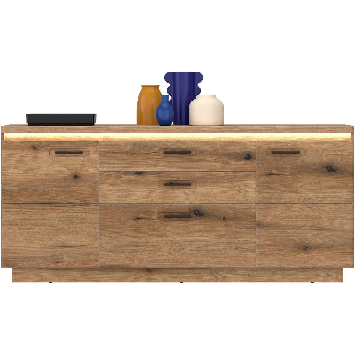 SIDEBOARD Molina Eiche Dekor B: 180cm - Eichefarben/Schwarz, Basics, Holzwerkstoff (180/80,7/44,6cm)