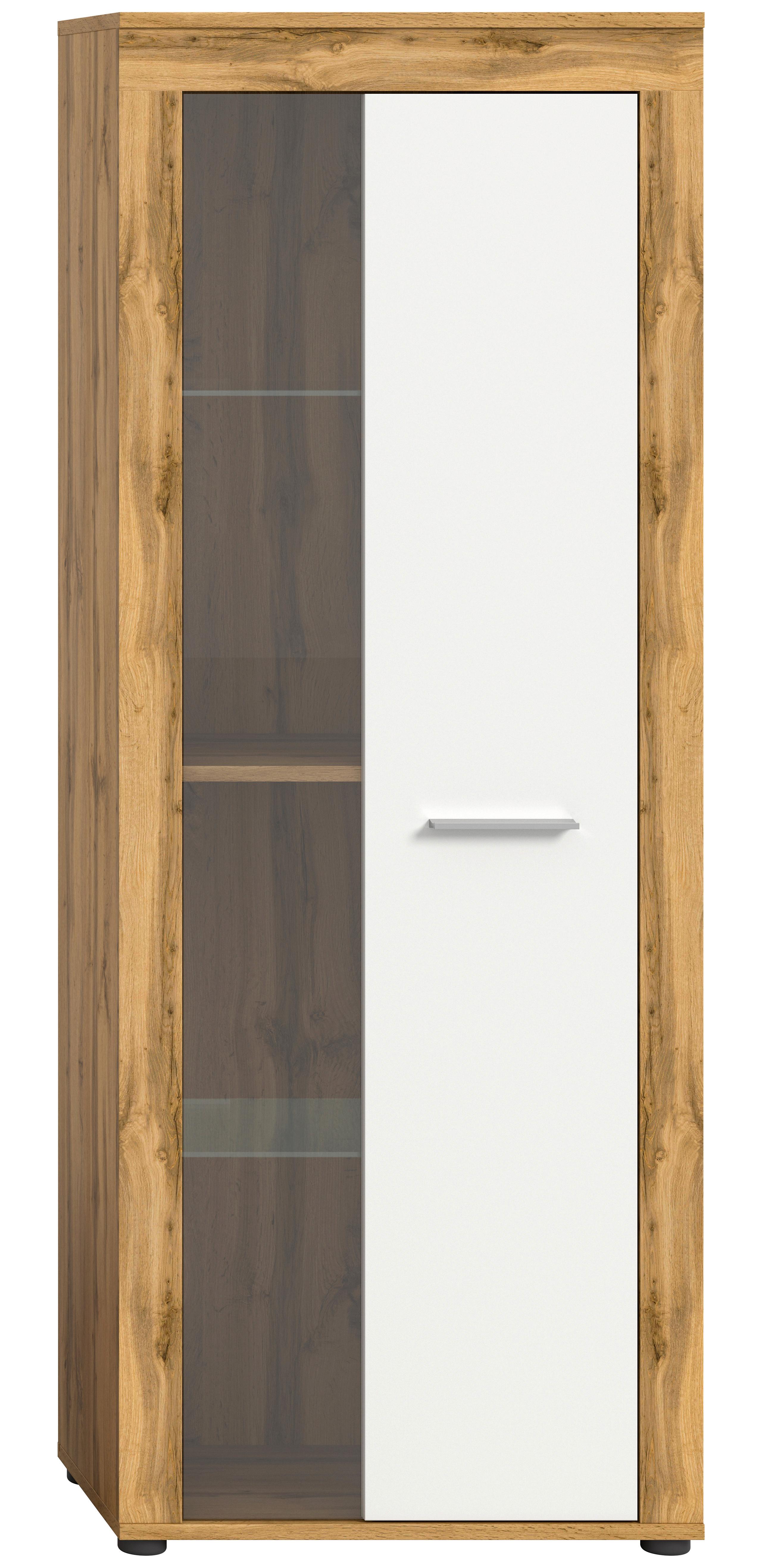 Vitrine Jam Eiche Dekor B: 60 Cm - Eiche Wotan, Design, Glas/Holzwerkstoff (60/159/35cm) - MID.YOU