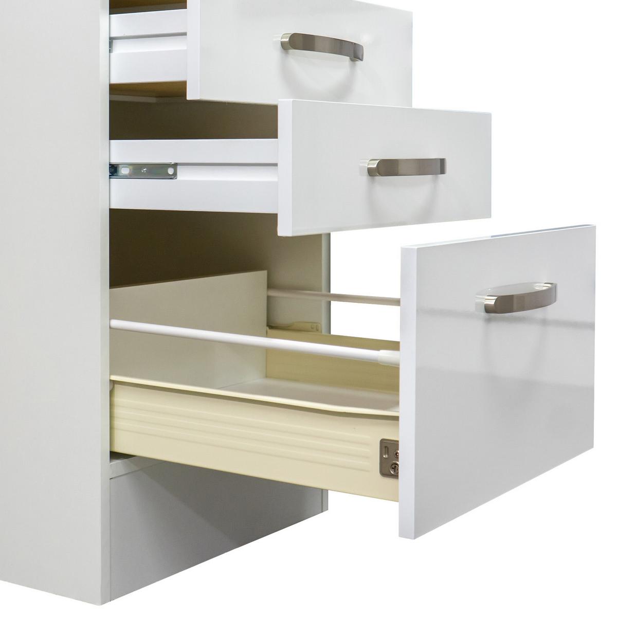 Küchenunterschrank Alba B: 50 cm Weiß/Schiefer mit Laden - Weiß Hochglanz/Weiß, MODERN, Holzwerkstoff (50/86/60cm)