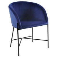 Armlehnstuhl Nelson Samtbezug Dunkelblau Gepolstert - Schwarz/Dunkelblau, Trend, Textil/Metall (56/76,5/54cm) - Carryhome
