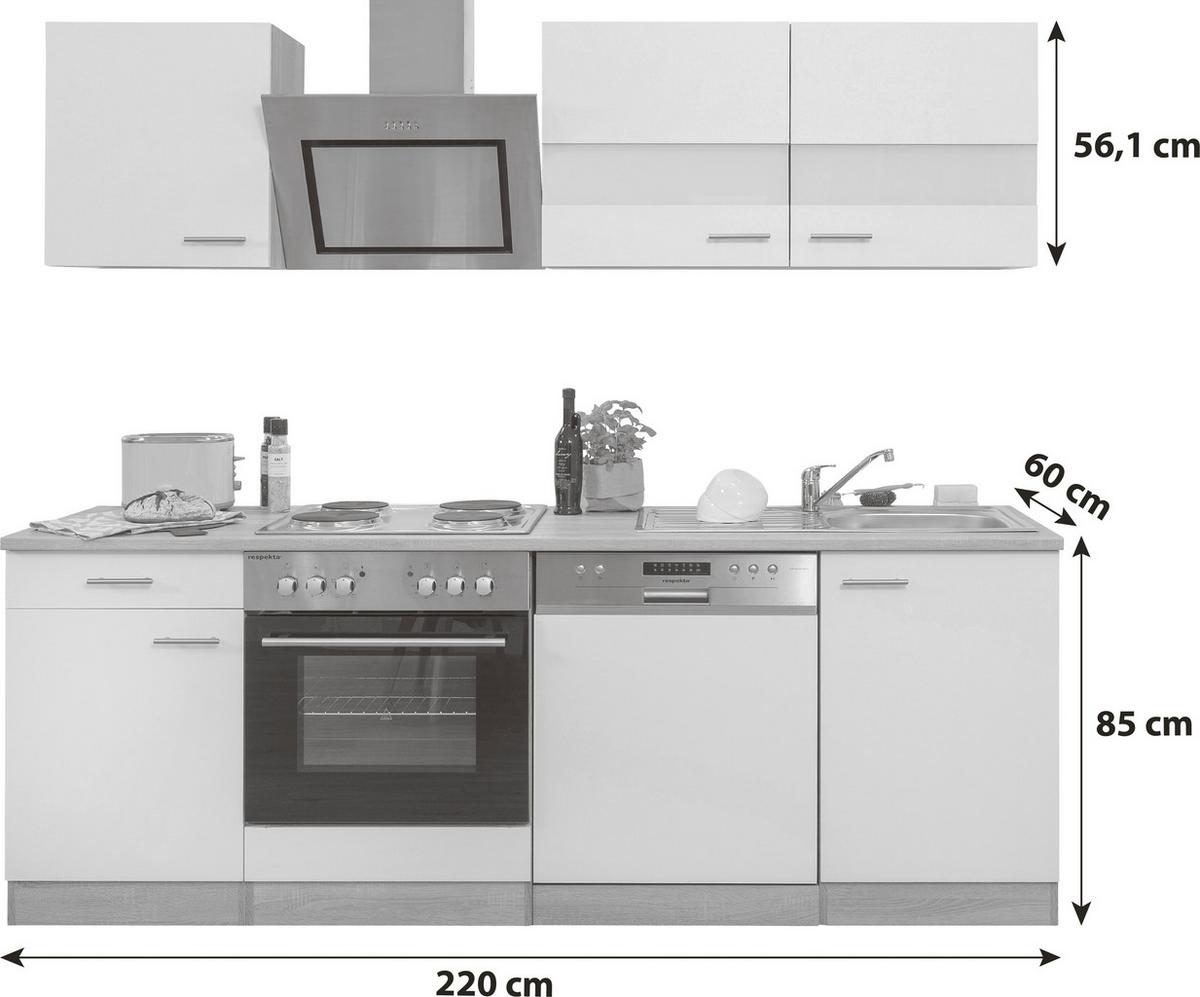 Küchenblock Merle Küchenblock 220 cm - Eichefarben/Weiß, Basics, Holzwerkstoff (220cm) - Respekta