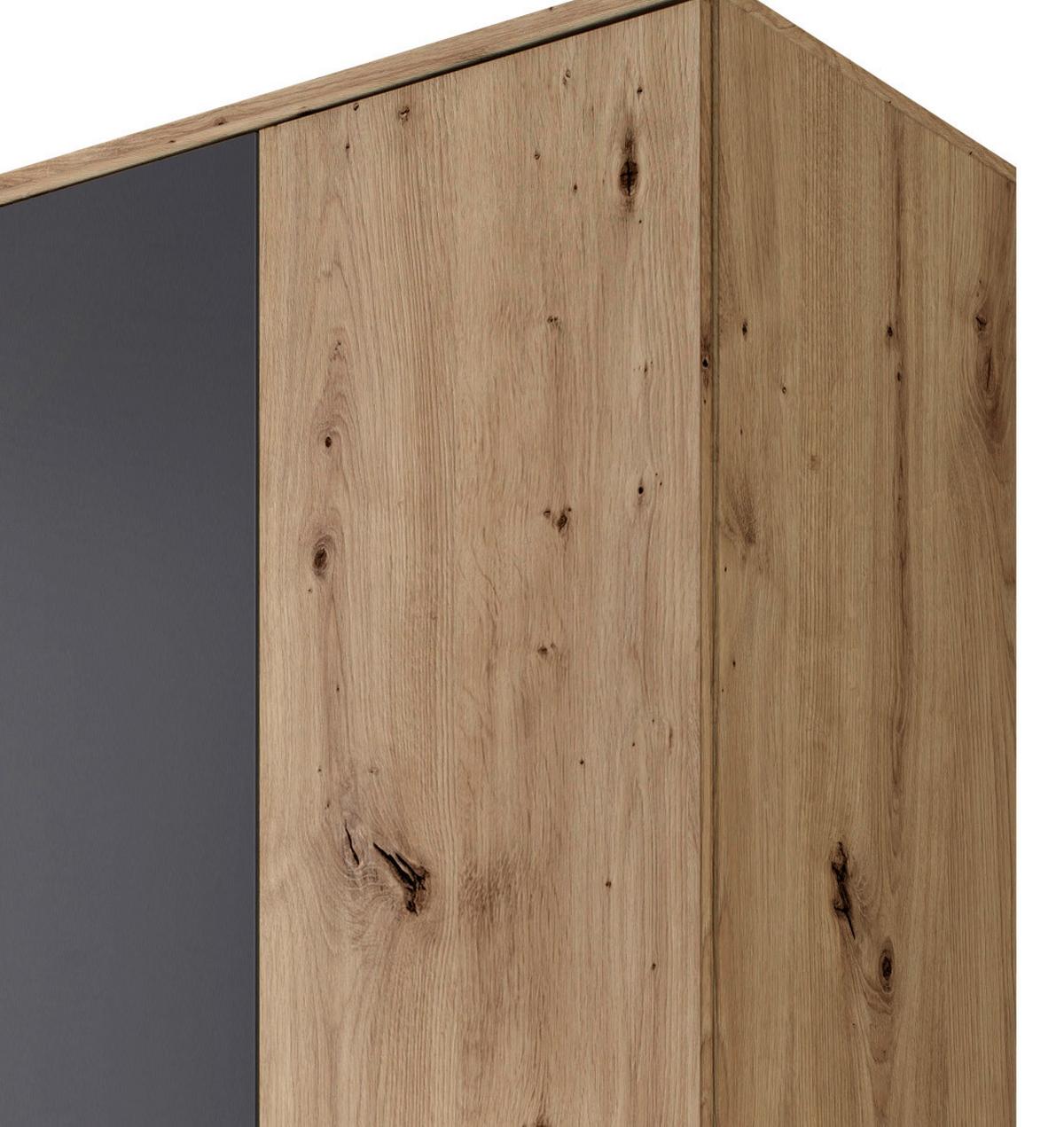 Skříň s otočnými dveřmi PAUL š.120cm, dub Artisan/grafit - bílá/barvy grafitu, Romantický / Rustikální, kompozitní dřevo/plast (119,6/196,3/53,5cm)