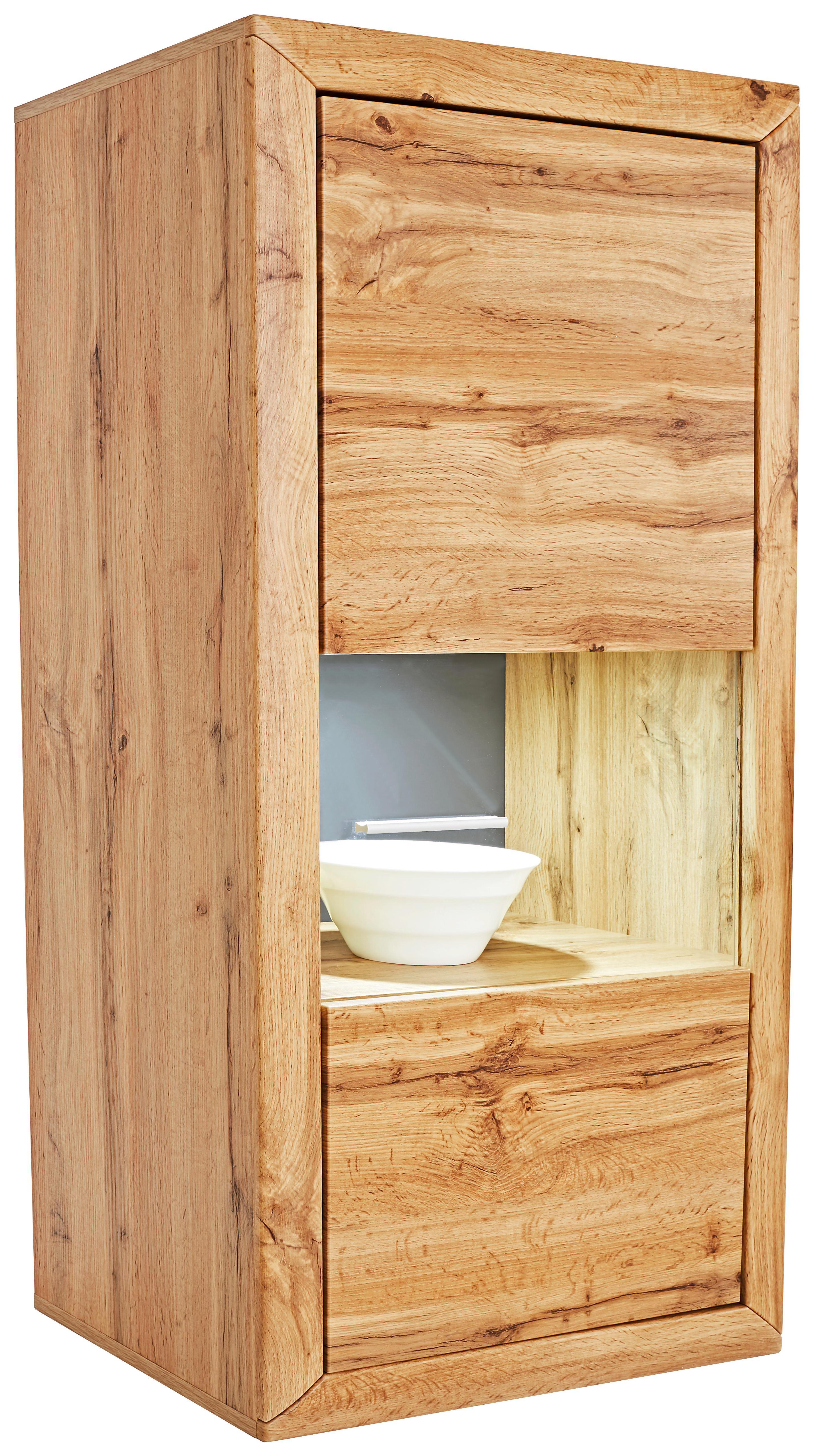 Falivitrin Tizio - Tölgyfa/Szürke, modern, Faalapú anyag/Üveg (63/123,6/41cm)