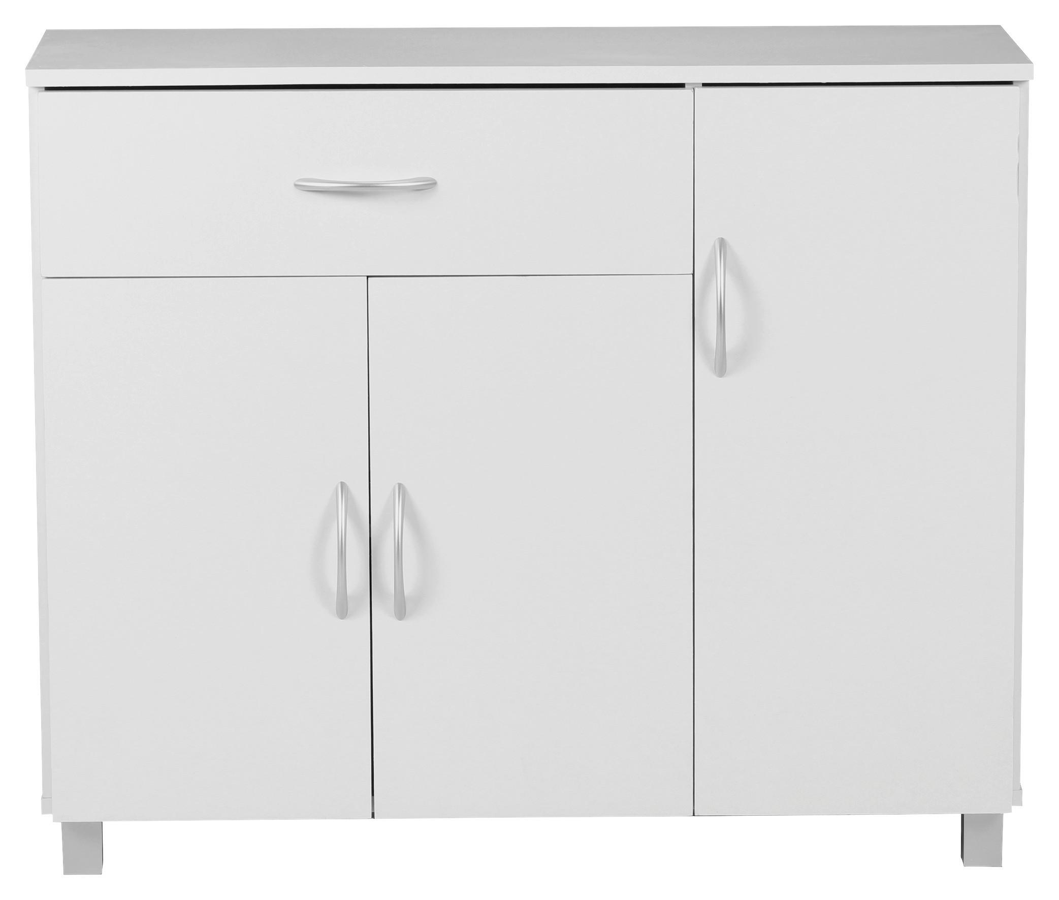 Komoda Jarry biela - sivá/hliníková, Konventionell, kompozitné drevo (90/75/30cm) - MID.YOU