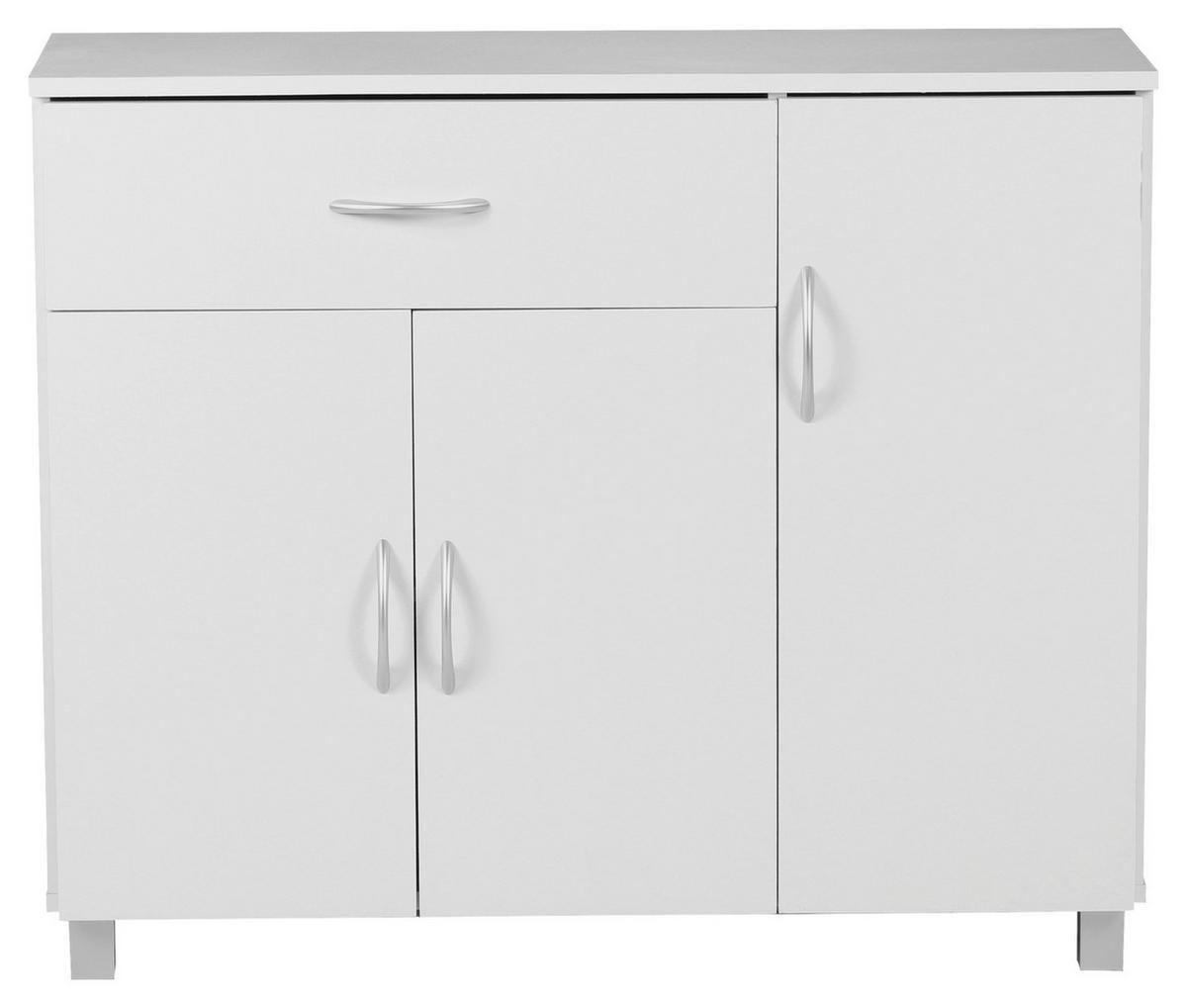 Komoda Jarry biela - sivá/hliníková, Konventionell, kompozitné drevo (90/75/30cm) - MID.YOU