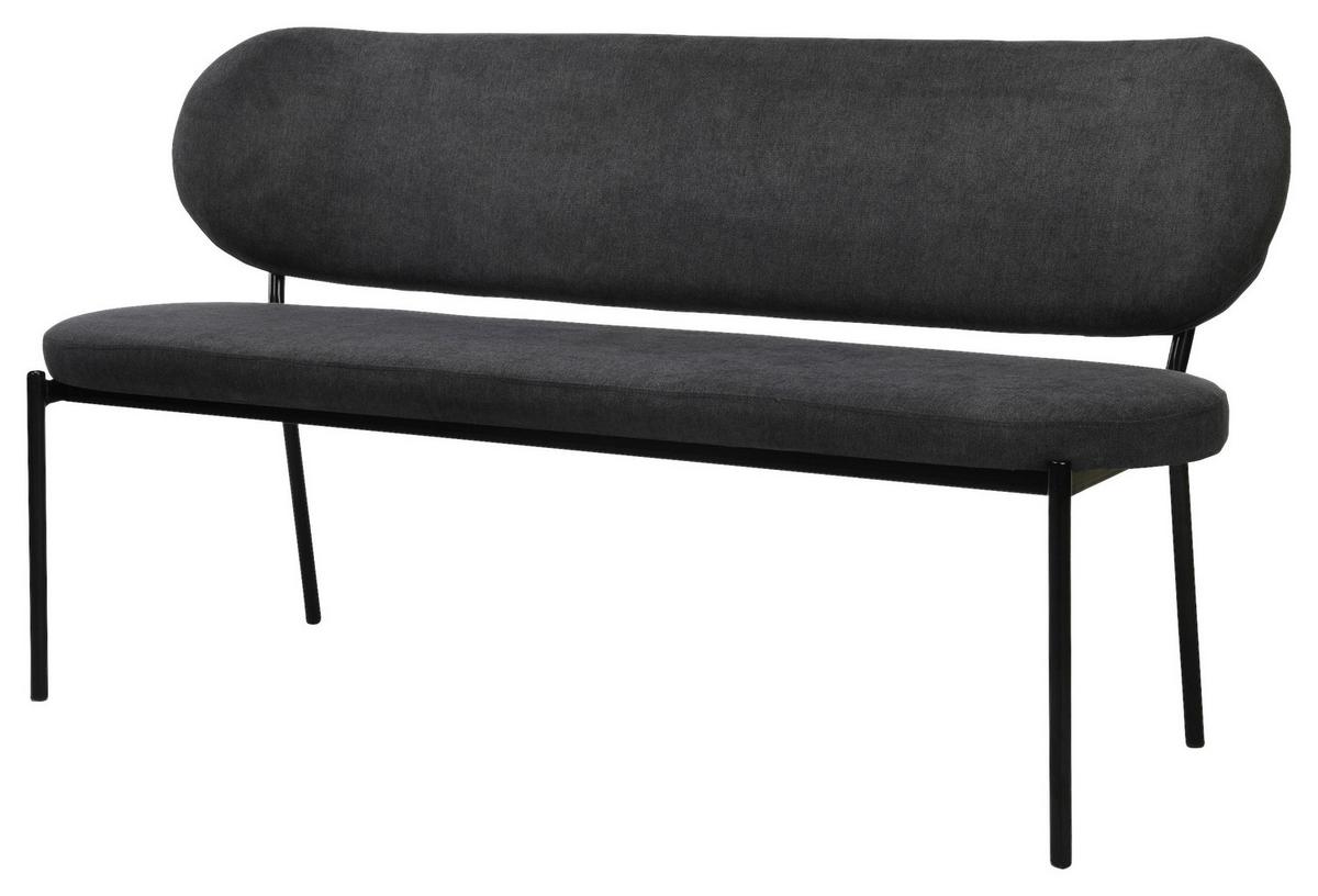 Sitzbank Jersey Schwarz, Dunkelgrau B: 160 Cm - Dunkelgrau/Schwarz, Design, Textil/Metall (160/82/62cm) - MID.YOU