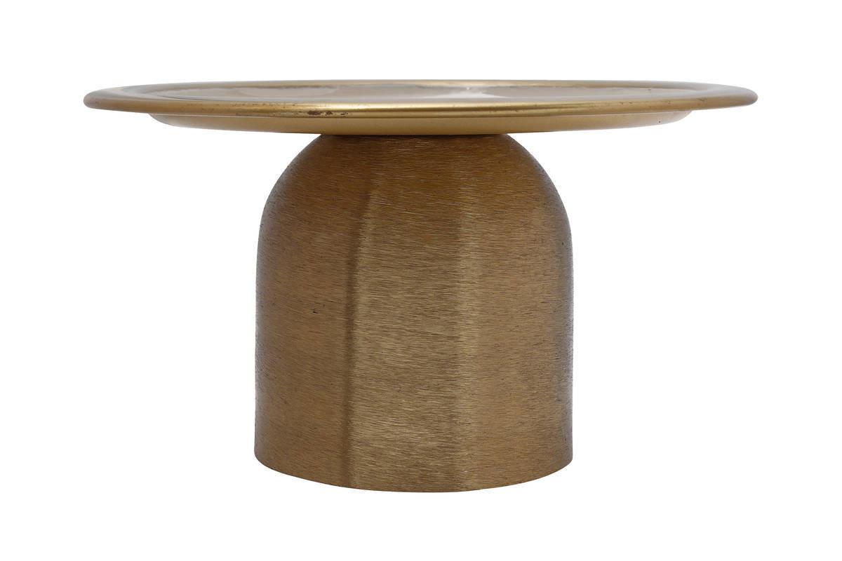 Tortenplatte Rund Eisen Art Deco D: 24,5 cm - Goldfarben/Weiß, Trend, Metall (24,5/14cm) - Kayoom