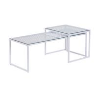 SATZTISCH Weiß 2-teilig - Weiß, Design, Glas/Metall (100/40/35cm) - MID.YOU
