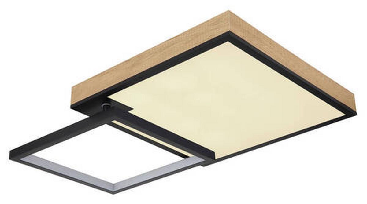 LED-Deckenleuchte 41392-40 - Dunkelbraun/Opal, Design, Holzwerkstoff/Kunststoff (85,5/55/10cm) - Globo