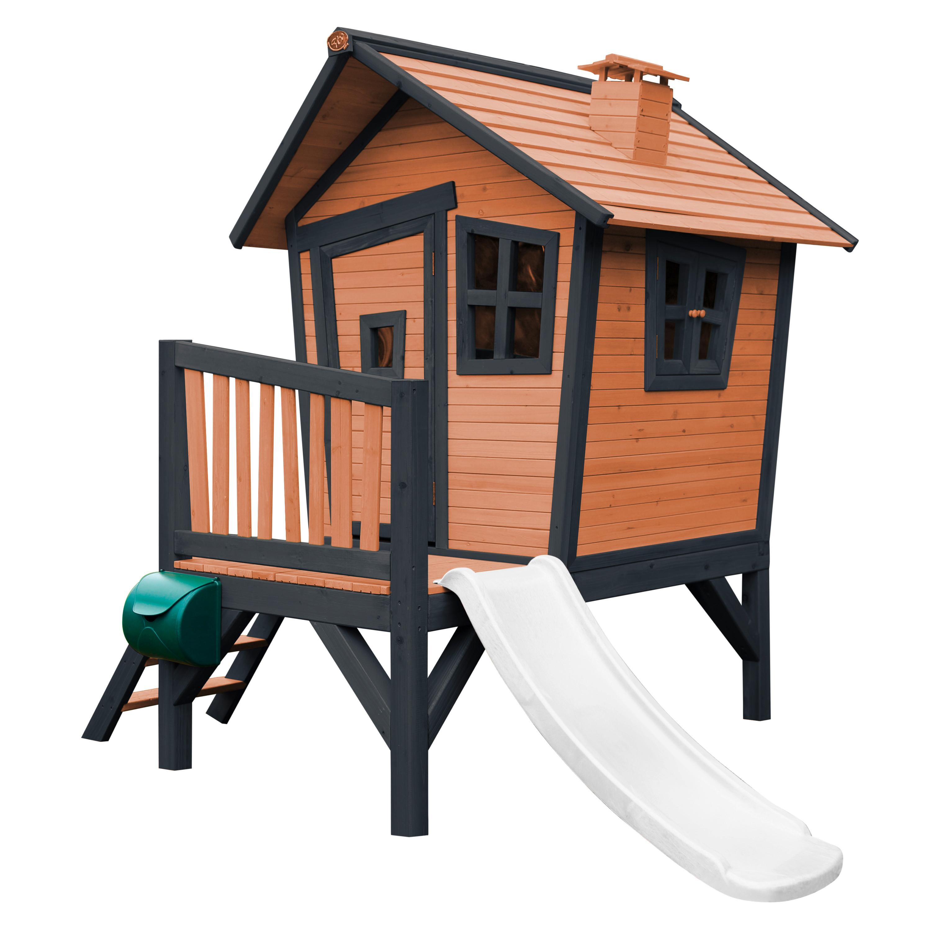 Spielhaus Natur, Weiß L: 177 B: 264 H: 203 - Anthrazit/Braun, LIFESTYLE, Holz/Kunststoff (177/264/203cm)