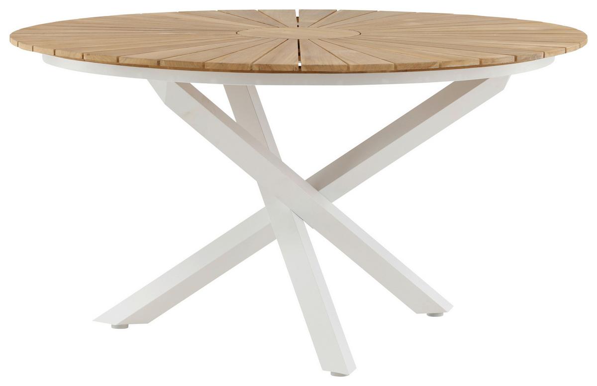 Gartentisch Mexico - Weiß/Teakfarben, KONVENTIONELL, Holz/Metall (140/140/75cm) - Gardenson