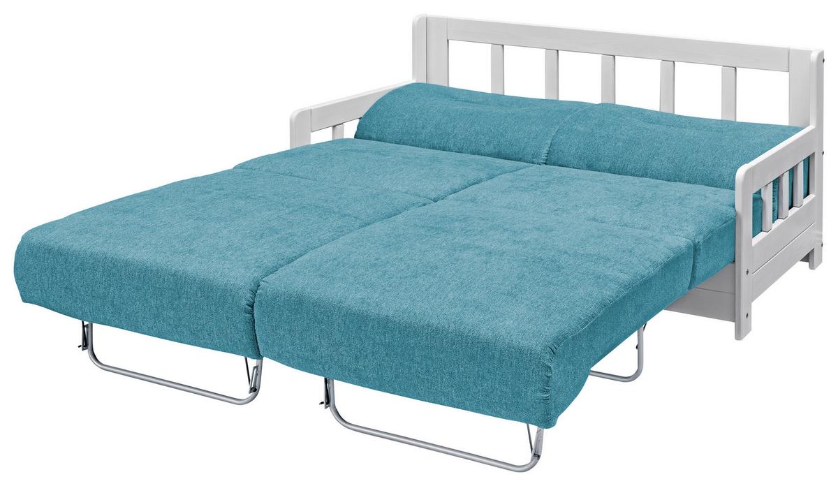 Schlafsofa mit Kiefernholz Korpus Camino, Mikrofaser - Blau/Weiß, LIFESTYLE, Holz/Textil (154/88/90cm) - Livetastic