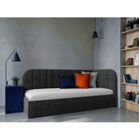 Polsterbett Millow Rechts Dunkelgrau Lf: 90x200 Cm - Dunkelgrau/Schwarz, MODERN, Holz/Holzwerkstoff (90/200cm) - MID.YOU