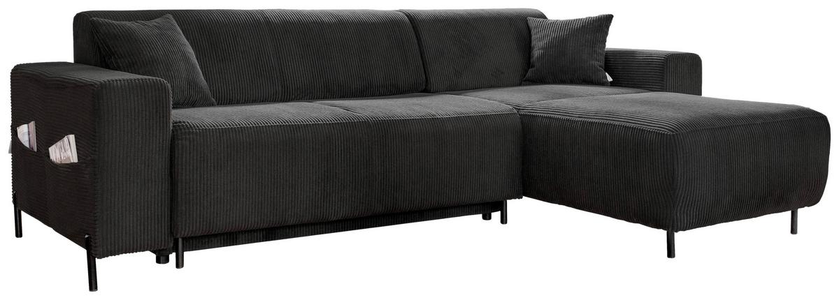 Ecksofa Cuddly Mia Dunkelgrau S: 260x165 cm - Dunkelgrau/Schwarz, Textil (260/165cm) - MID.YOU