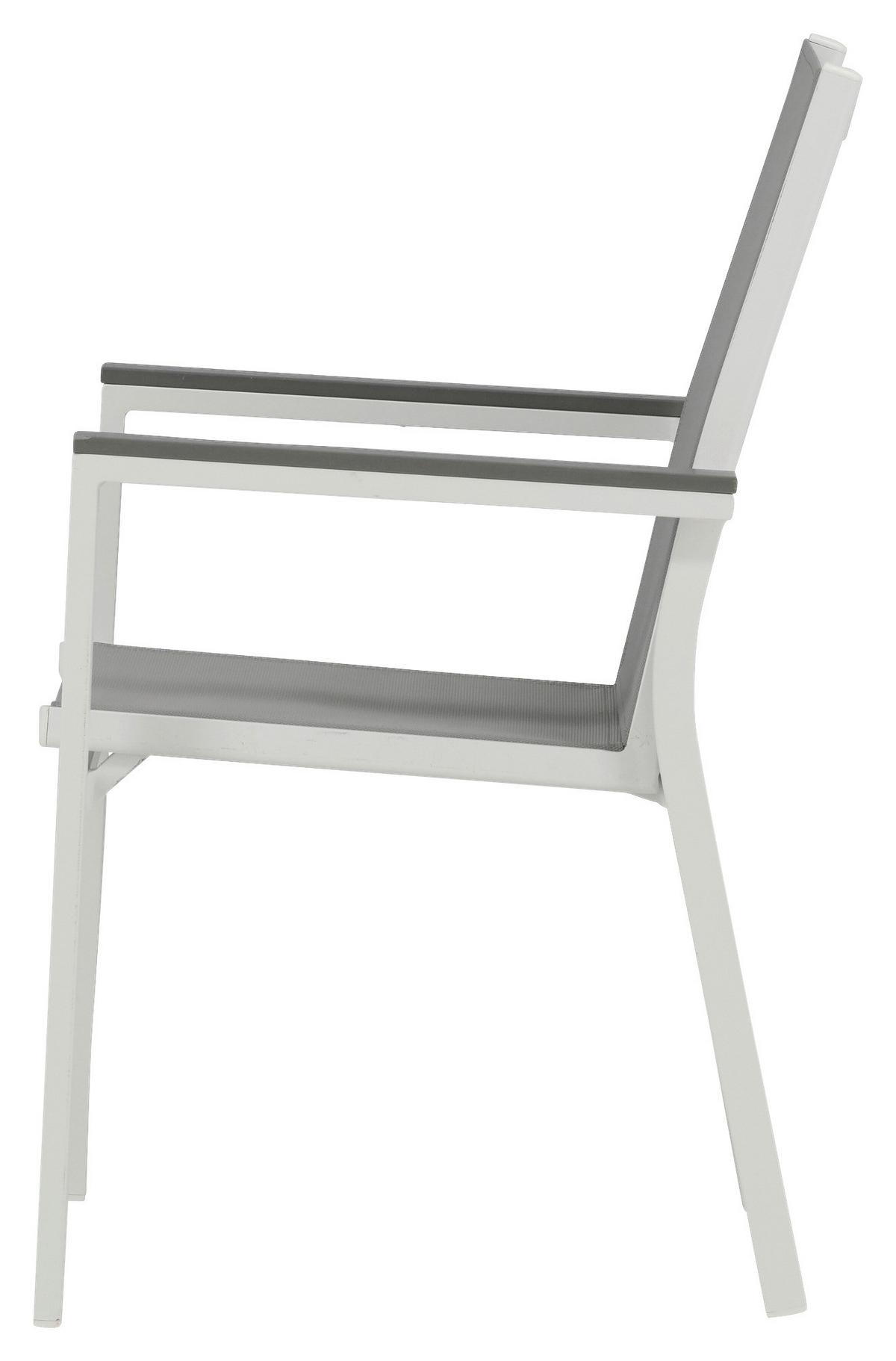 Gartensessel-set 2-tlg. Parma Metall/textil - Weiß/Grau, KONVENTIONELL, Textil/Metall (57/90/60cm) - Gardenson