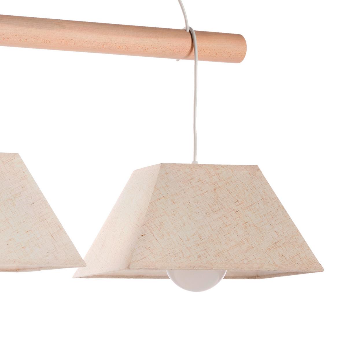 Pendelleuchte Baldo Hellbraun Weiß Hg 22w - Hellbraun/Weiß Hochglanz, Natur, Holz/Textil (70/24/90cm)