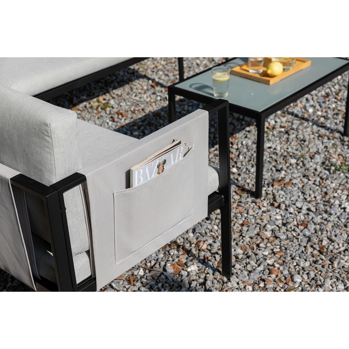 Loungegarnitur Kos - Anthrazit/Grau, MODERN, Textil/Metall - Gardenson