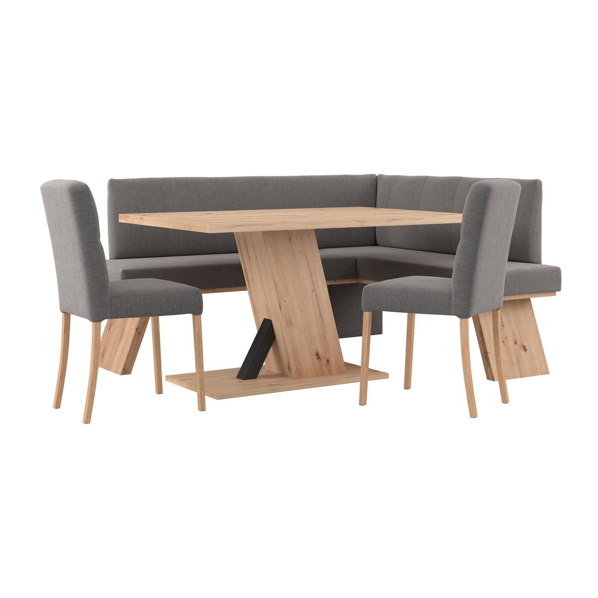 Eckbank Emma Ii Webstoff Dunkelgrau, B: 185 Cm - Eichefarben/Dunkelgrau, KONVENTIONELL, Holzwerkstoff/Textil (185/150cm)