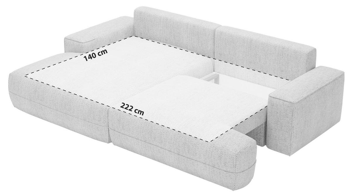 Ecksofa Mit Schlaffunktion & Bettkasten Fresh Hellgrau - Hellgrau/Schwarz, Design, Textil (156/272cm) - Livetastic