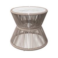 Gartenbeistelltisch Palma - Hellbraun/Grauweiß, MODERN, Glas/Textil (56/48/56cm) - Beldano