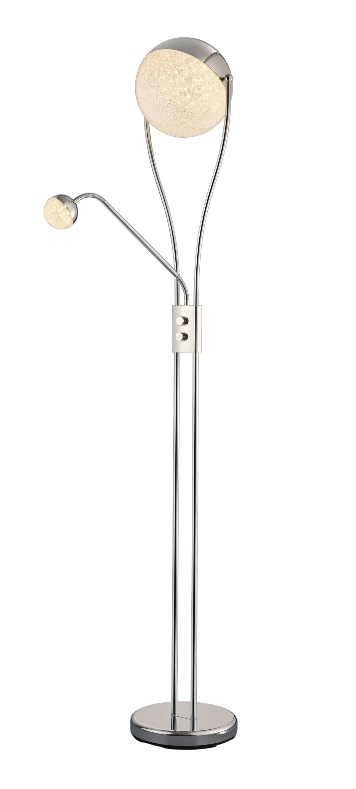 Stehlampe Chris Chromfarben Mit Leselampe - Chromfarben, Design, Kunststoff/Metall (30/180cm) - Trio Leuchten