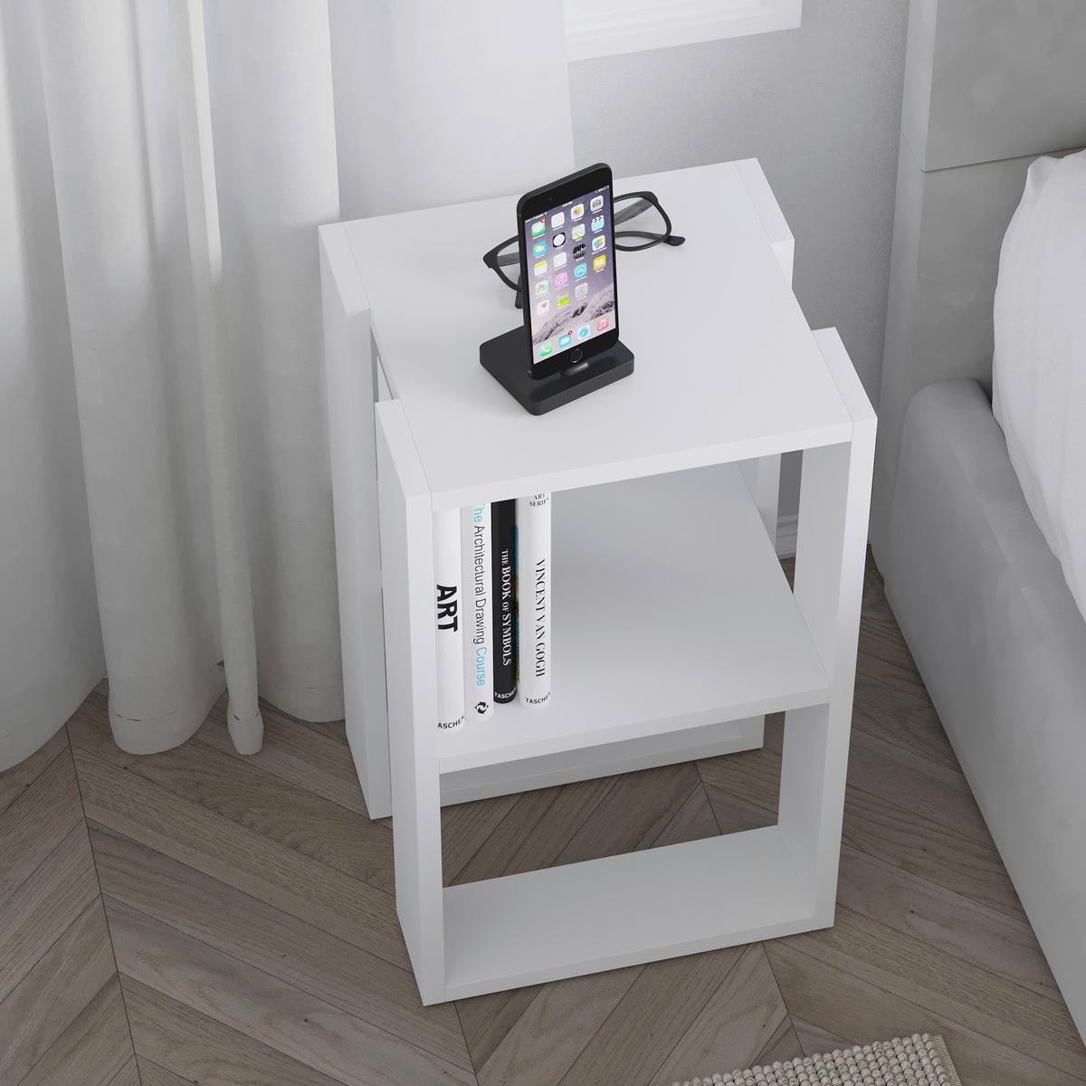Nachttisch Lonie - Weiß, Design, Holzwerkstoff (34/55/30cm) - Livetastic