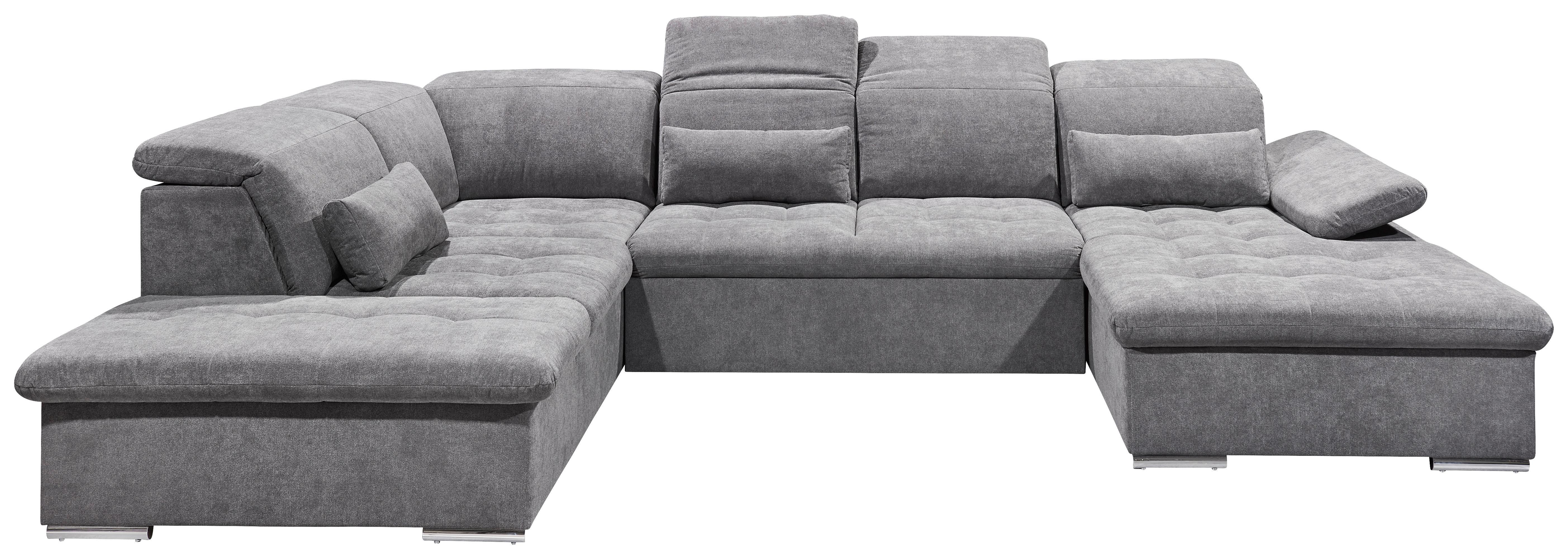 Sedacia súprava WAYNE U - sivá/strieborná, Konventionell, textil/plast (240/340/188cm) - MID.YOU