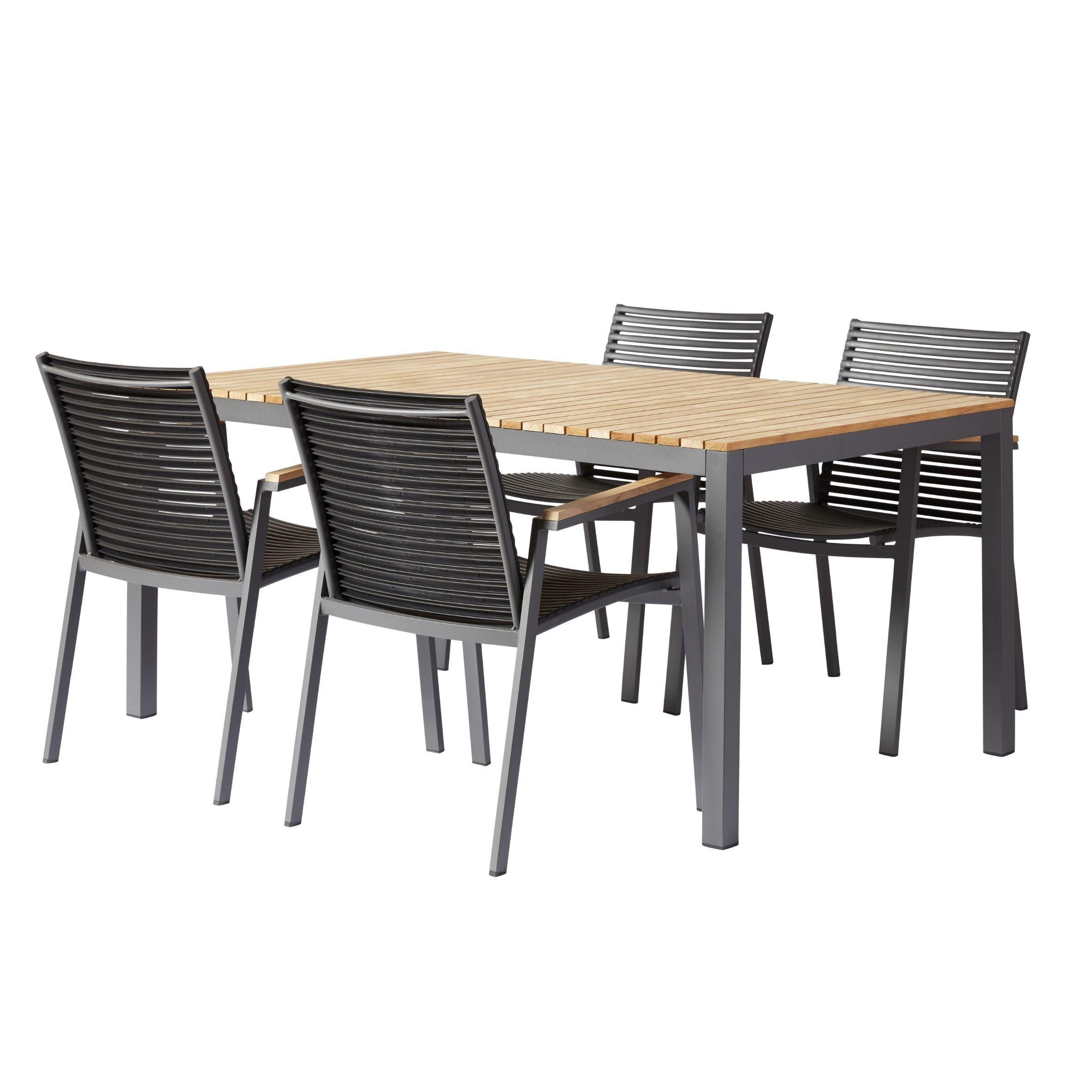 Gartentischgruppe Mood Extreme - Anthrazit/Schwarz, Natur, Holz/Kunststoff (56,5/84/62cm) - Gardenson