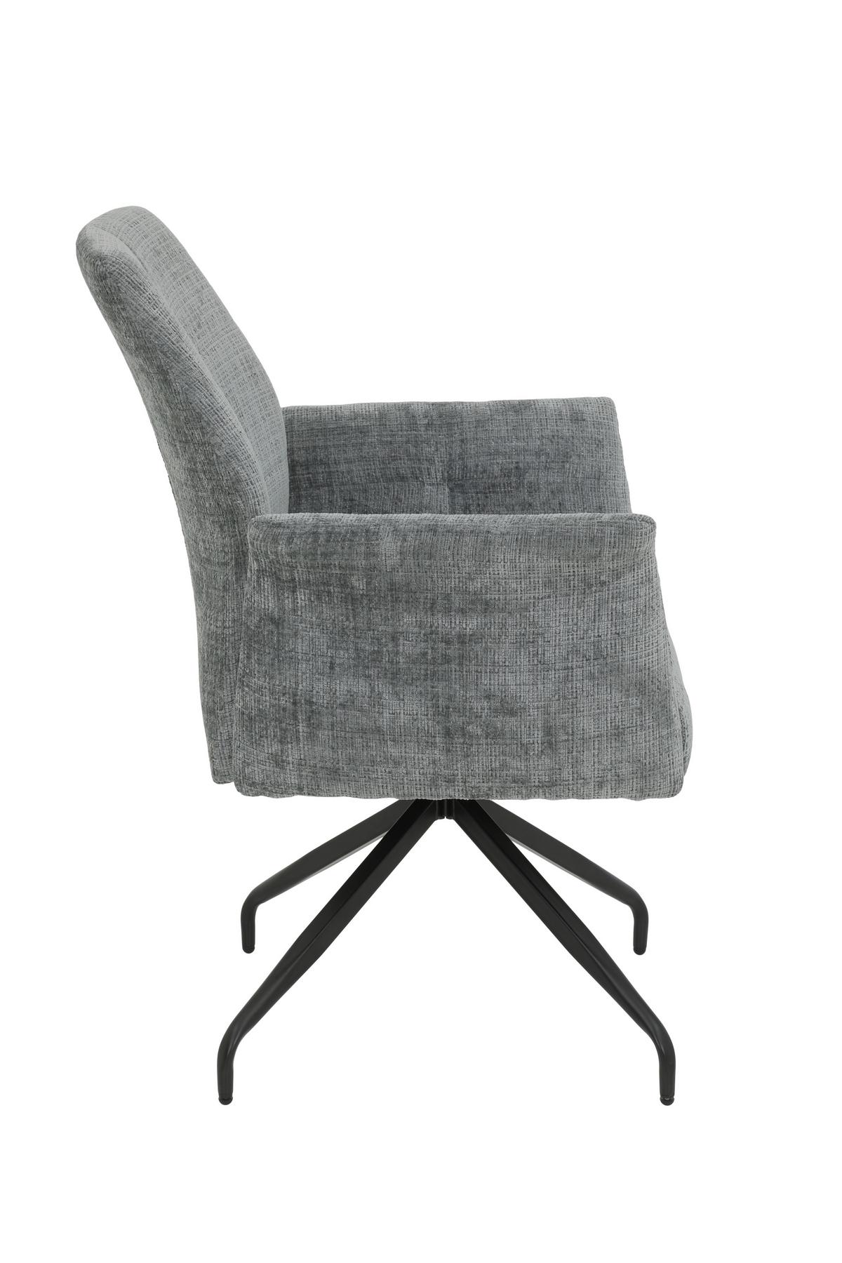 Armlehnstuhl-Set Viktoria S 4er-Set - Hellgrau/Schwarz, MODERN, Textil/Metall (71/93/68cm) - MID.YOU