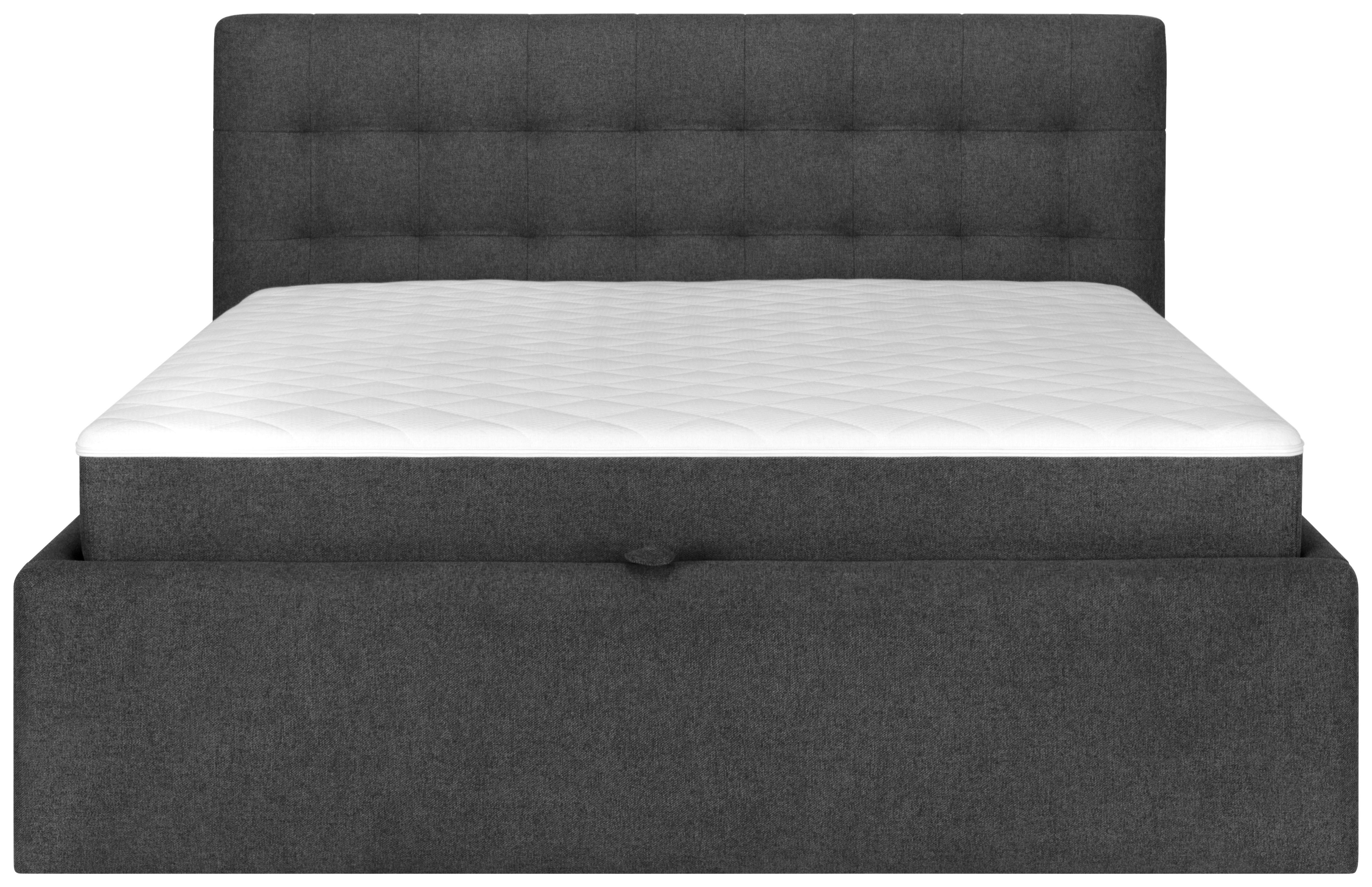 Boxspringbett Mit Stauraum 160x200 cm Sorento - Anthrazit/Schwarz, MODERN, Textil (160/200cm) - Livetastic