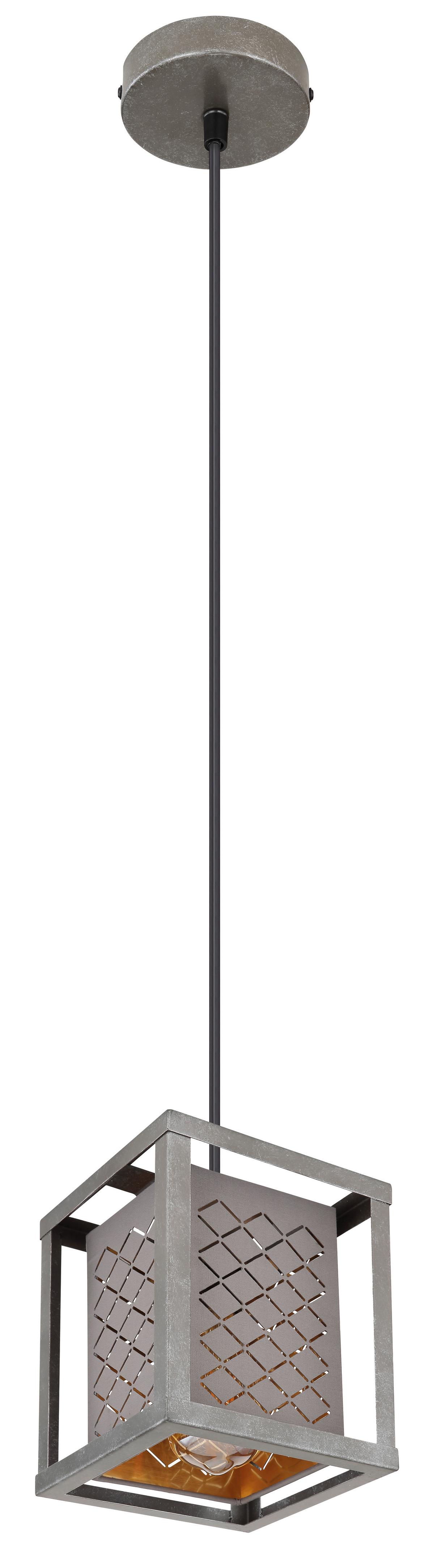 Hängeleuchte Thomas H: 120 cm 1-Flammig Silber/Goldfarben - Silberfarben/Goldfarben, Design, Textil/Metall (17/17/120cm) - Globo