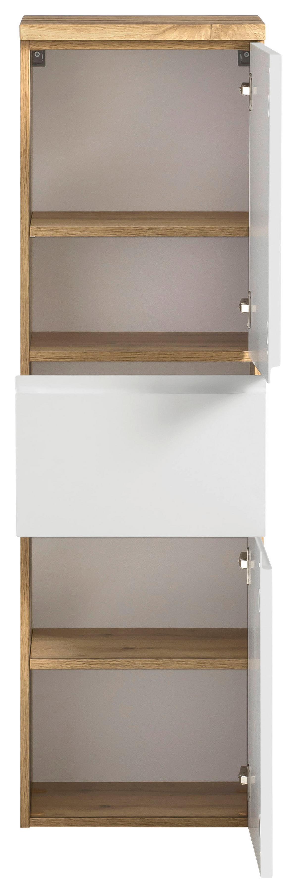 Midischrank Bad Varese B: 40 cm Weiß/Wotaneiche Dekor - Eiche Wotan/Weiß, MODERN, Holzwerkstoff (40/130/35cm) - Held