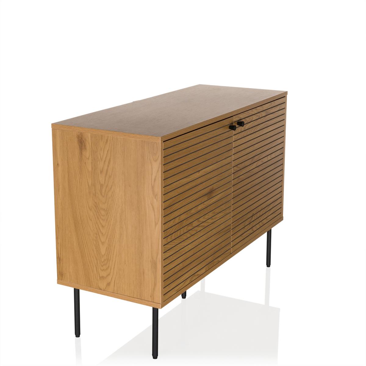 Linno S Sideboard Eichefarben B: 100 Cm - Eichefarben/Schwarz, MODERN, Holzwerkstoff (100/74/40cm) - MID.YOU