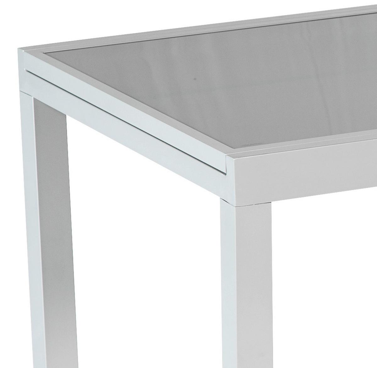 Gartentisch Ausziehbar Metall/glas L: 160-220 Cm - Silberfarben, KONVENTIONELL, Glas/Metall (160-220/90/75cm) - Gardenson