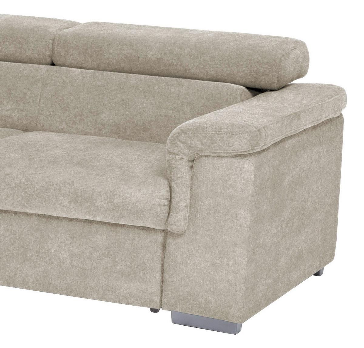 Ecksofa mit Schlaffunktion + Bettkasten Milla, Webstoff - Platinfarben, Basics, Holz/Textil (217/252cm) - MID.YOU