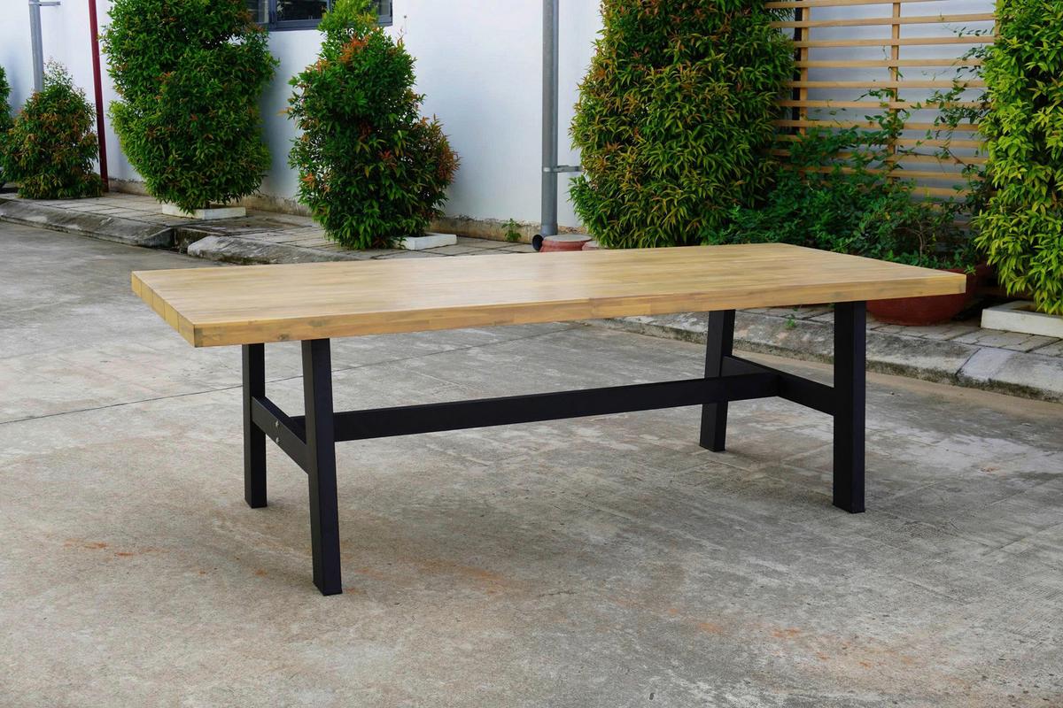 ZÁHRADNÝ STÔL SELMA - čierna/farba akácie, Modern, kov/drevo (240cm) - Mömax